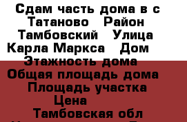 Сдам часть дома в с. Татаново › Район ­ Тамбовский › Улица ­ Карла-Маркса › Дом ­ 69 › Этажность дома ­ 1 › Общая площадь дома ­ 22 › Площадь участка ­ 50 › Цена ­ 7 000 - Тамбовская обл. Недвижимость » Дома, коттеджи, дачи аренда   